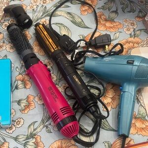 Bundle of hair dryers; Revlon Pink Hair Styler,  Conair Hair dryer set